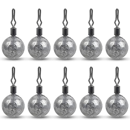 Drop Shot Weights Kit Round Cannonball Fishing Sinkers Weights Bass Casting Fishing Weights Swivel Drop Shot Sinker Rig Tackle for Bass Fishing Freshwater Saltwater - style: 3/16oz-30pcs