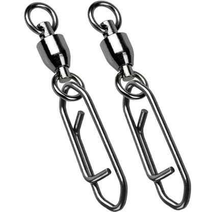 AMYSPORTS High Strength Snap Swivels Stainless Bearing Rolling Fishing Swivel Freshwater Snap Swivels Fishing Clip Steel Black Nickel - size: Size 0+S (45lb) 50 pcs