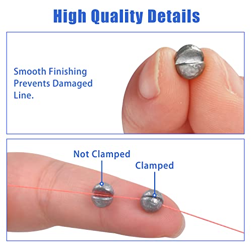 Split Shot Fishing Weights Sinkers Kit, 120g/box Round Fishing Line Sinkers Removable Egg Weights Assortment