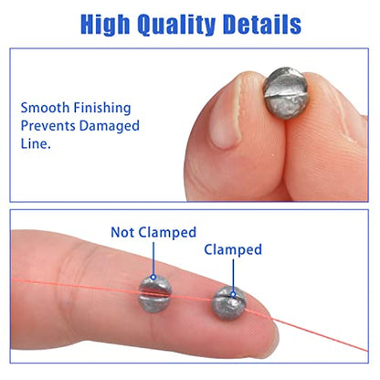 Split Shot Fishing Weights Sinkers Kit, 120g/box Round Fishing Line Sinkers Removable Egg Weights Assortment