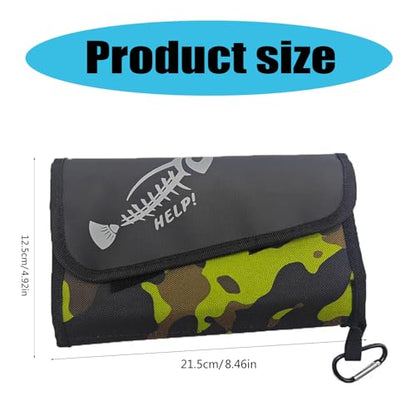 Soft Lures Storage Bag Fishing Baits Binder Carrying Fishing Leader Tackle Wallet Bag with Carabiner Baits Storage Pouches - color: camouflage blue