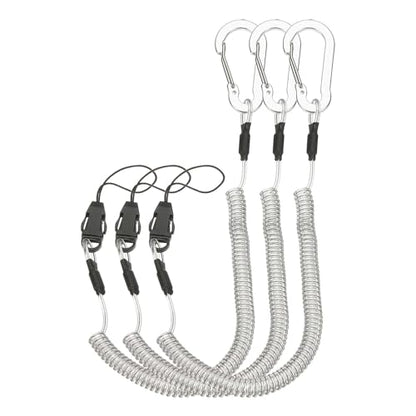 PATIKIL Coiled Lanyards with Buckle Retractable Safety Ring and Quick Release Detachable Buckle for Fishing Equipment - color: Silver Tone, size: 59 Inch