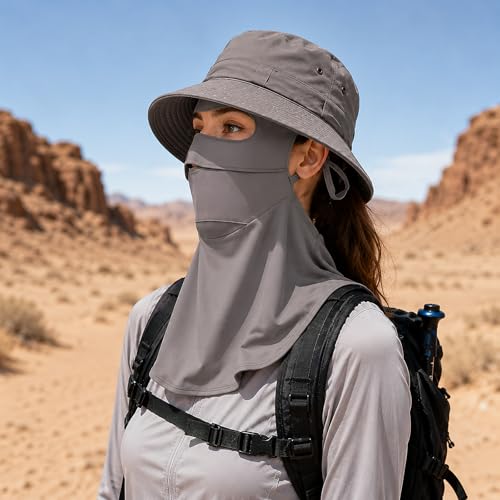 Face Cover for Sun Protection UPF 50+ UV Face Mask, UV Face Shield for Golf, Hiking Fishing & Outdoors Breathable - color: Dark Grey