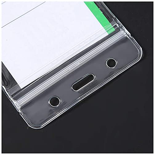 6 Pack Heavy Duty ID Card Badge Holder and Metal Badge Clips,Horizontal Clear PVC Card Holder with Waterproof Resealable