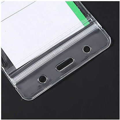 6 Pack Heavy Duty ID Card Badge Holder and Metal Badge Clips,Horizontal Clear PVC Card Holder with Waterproof Resealable