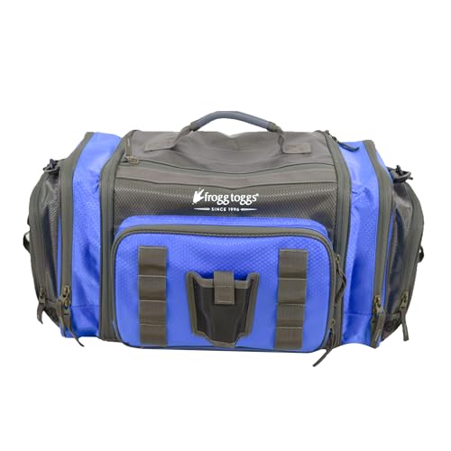 FROGG TOGGS Heavy Duty Fishing Tackle Duffle Bag, Includes Bait Trays - color: Blue, style: 3700