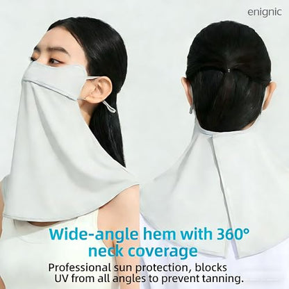 Face Cover for Sun Protection UPF 50+ UV Face Mask, UV Face Shield for Golf, Hiking Fishing & Outdoors Breathable - color: Light Grey-half