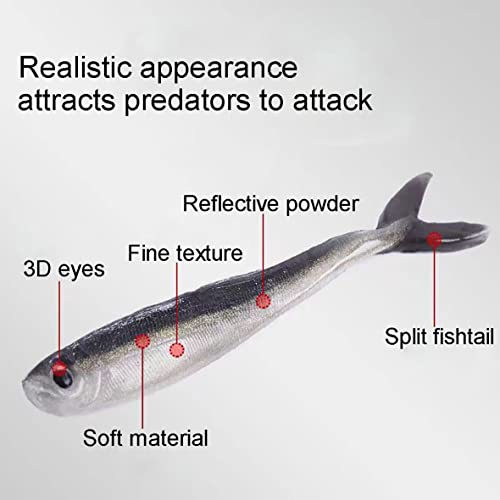 Soft Plastic Swimbait Paddle Tail Shad Lure Soft Bass Bait，Soft Lures，Fishing Lures, Mino Swim Bait for Catch bass, Trout,Rockfish（10Pcs）