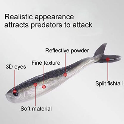 Soft Plastic Swimbait Paddle Tail Shad Lure Soft Bass Bait，Soft Lures，Fishing Lures, Mino Swim Bait for Catch bass, Trout,Rockfish（10Pcs）