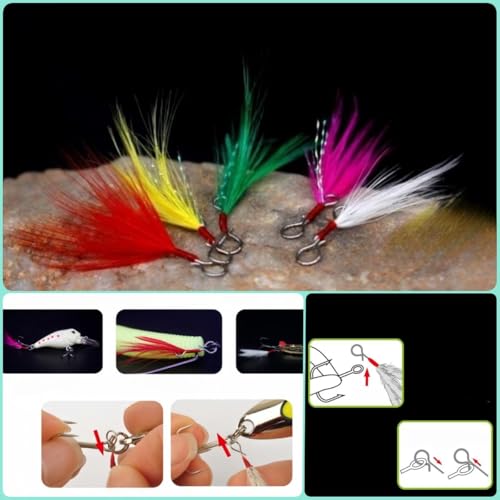 Aboda Rooster Tail Fishing Lures Kit, 10 Spinnerbaits w 16 Attachable Rooster Tails in 8 Colors, Fishing Lures for Bass Salmon Trout and Crappie - size: 1/16 oz Set