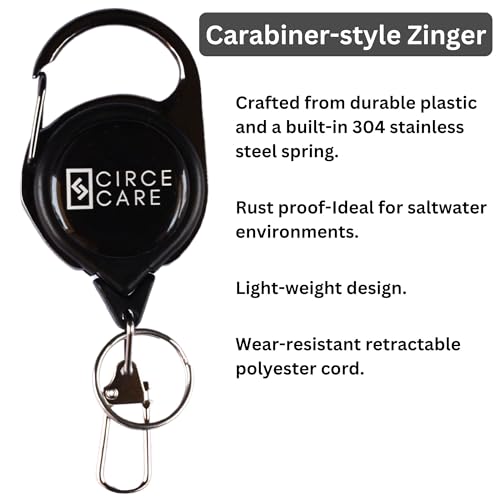 Retractable ID Card/Badge Holder, Heavy Duty-Keychain Holder, Carabiner Pee Cloth Holder Retractable Clip, RG1 Fly Fishing Tool Zinger Retractor Key Reel Holder with Key Ring & Buckle