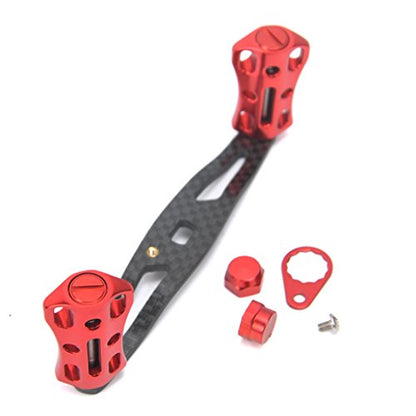 NEW Replacement Carbon Fiber 6061 Aviation Aluminum Fishing Reel Handle knobs Accessories for Baitcasting Rocker - color: 03-RED