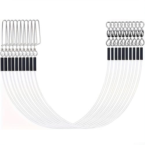 12pcs Fluorocarbon Fishing Leader Set for Saltwater Freshwater, 20LB-80LB, 6-24 Inches, Invisible Underwater, Abrasion-Resistant, Soft Strong Wire with Twists Snap - size: 18in-45lb
