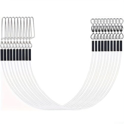 12pcs Fluorocarbon Fishing Leader Set for Saltwater Freshwater, 20LB-80LB, 6-24 Inches, Invisible Underwater, Abrasion-Resistant, Soft Strong Wire with Twists Snap - size: 20in-60lb