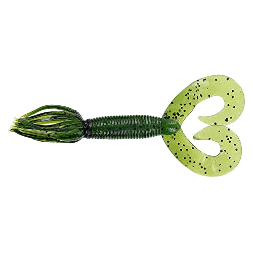 Yamamoto 5" Double Tail Hula Grub - Realistic Easy-to-Use Soft Plastic Fishing Lure Bait with Free-Flowing Skirt - 10 Pack - size: 5 inch, style: Fading Watermelon With Large Black Flake