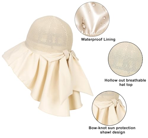 Women Wide Brim Sun Hat UV Protection Fishing Hiking Gardening Hat with Neck Flap Quick Dry Outdoor Cap