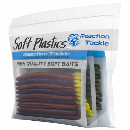 Reaction Tackle Clear Bait Bags for Soft Plastics, Resealable Fishing Organizer Pouches with Write On Label Area, Tear Resistant Storage for Lures, Worms, and Terminal Tackle, 10-Pack - size: 10-Pack