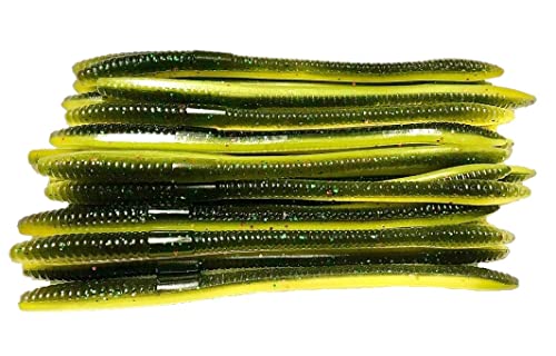 20 Pcs 6.25" Drop Shot Finesse Worms (Scented, Floats) Soft Plastic Baits for Bass Fishing - color: Catawba Perch SP