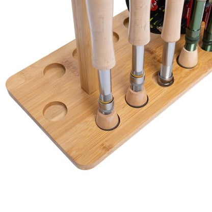 Fishing Pole Rod Racks—Floor Stand Bamboo Fishing Gear Equipment Storage Organizer, Easy Installation - Rectangular rods holder - style: holds up 14 rods