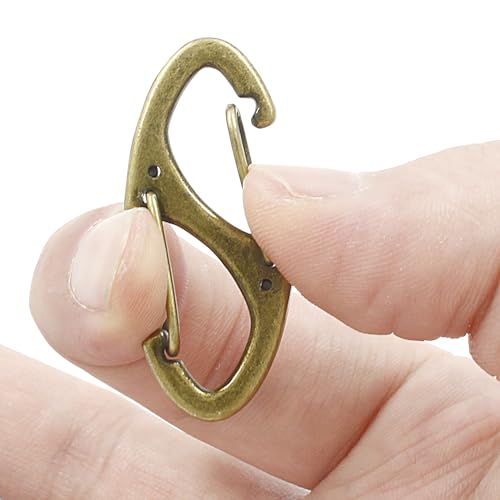 20 Pieces S Spring Snap Hook, Keychain Hook Metal Carabiner Clip, Double Snap Hook for Camping Fishing Hiking Outdoor Sports - style: 1.6"-Brass