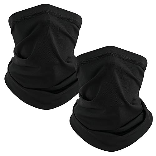 TICONN Neck Gaiter Face Cover Scarf, Neck Warmer Breathable Sun & Wind-proof for Skiing Fishing Hiking Cycling - color: Black-2pk, style: Quick Dry