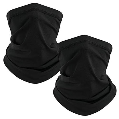TICONN Neck Gaiter Face Cover Scarf, Neck Warmer Breathable Sun & Wind-proof for Skiing Fishing Hiking Cycling - color: Black-2pk, style: Quick Dry