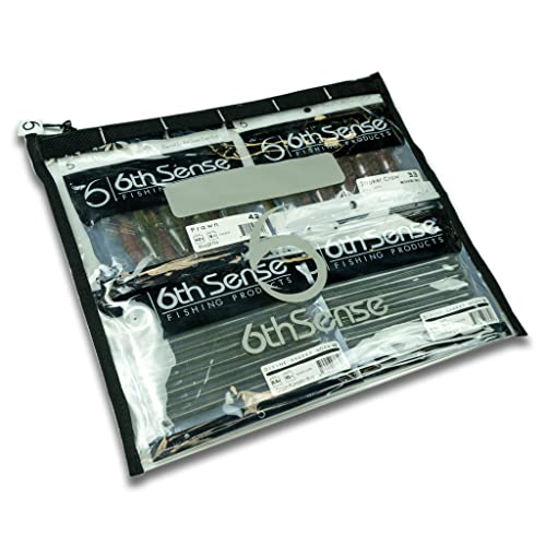 6th Sense BaitZip Pro Bags – Durable Clear Tackle Organizers with Gusseted Bottom & YKK Zippers (Jet Black, 15"x13") - color: Jet Black, size: 15"x13"