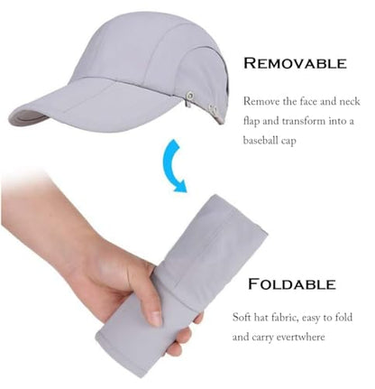 haozaikeji UPF50+ Outdoor Fishing Hat UV Protection Sun Hat Wide Brim Baseball Cap with Face Neck Flap for Women Men - color: Drak-green