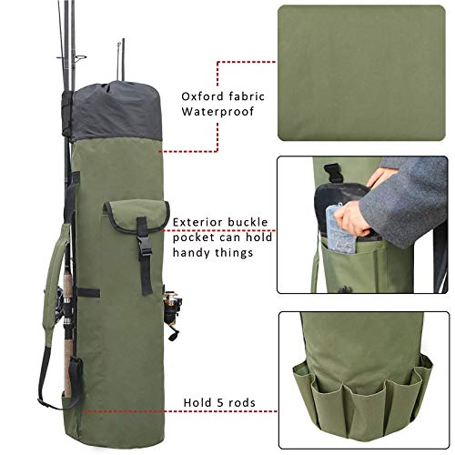 Fishing Tackle Pole Bag Rod Case, Folding Fishing Gear Storage Bag Case | Fishing Pole Case Reel Tackle Organizer Bag with Rod Holder, Oxford Fabric Portable Large Capacity, Fishing Gifts for Men