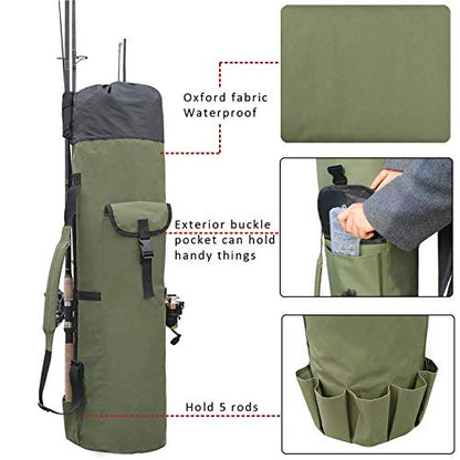 Fishing Tackle Pole Bag Rod Case, Folding Fishing Gear Storage Bag Case | Fishing Pole Case Reel Tackle Organizer Bag with Rod Holder, Oxford Fabric Portable Large Capacity, Fishing Gifts for Men