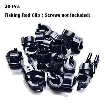 Wall Mounted Fishing Pole Holder - 20pcs Black Rubber Rod & Cue Clips for Pool & Fishing Storage Rack