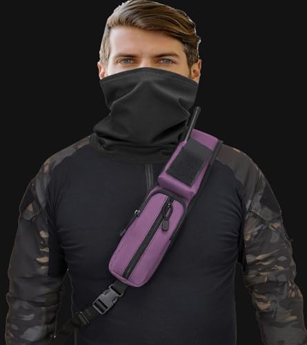 Tactical Sling Backpack Holster Range Shoulder Bag 15L Crossbody Bag Water Bottle Holder Radio Pouch 6 Elastic Slots - color: Purple Deep