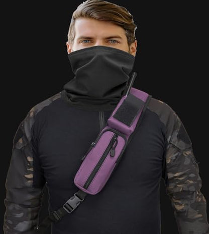 Tactical Sling Backpack Holster Range Shoulder Bag 15L Crossbody Bag Water Bottle Holder Radio Pouch 6 Elastic Slots - color: Purple Deep