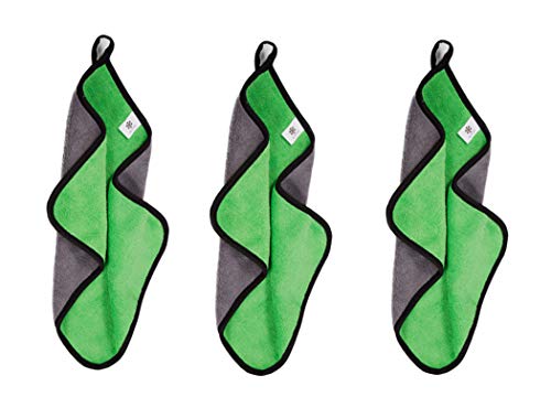 Toasis Soft Microfiber Towels with Carabiner Clip for Fishing Hiking Camping Pack of 3 (Green) - color: Green