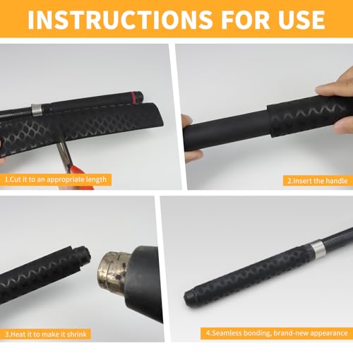 Heat Shrink Tubing, 3.28ft 2:1 Shrink Ratio Heat Shrink Tube for Fishing Rod Grips with Non Slip Waterproof, Fish Scale Pattern Heat-Shrink Tubing (1, Black, Dia:30mm) - color: Black, size: Dia:30mm