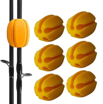 10Pcs Silicone Fishing Rod Holder Straps, 5 Hole Portable Fishing Rod Fixed Ball, Rubber Fishing Pole Clips Fly Fishing Accessories - color: Yellow