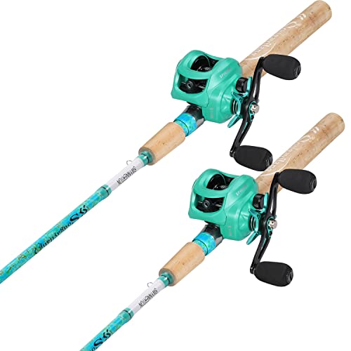 Sougayilang Fishing Rod and Reel Combo, 2-Piece 5-Foot 6-Inch Graphite & Fiberglass Rod, Durable and Strong, Quickset Anti-Reverse Fishing Reel (1Pack/2Pack) - color: Casting Combo - Left- 2 PACKS