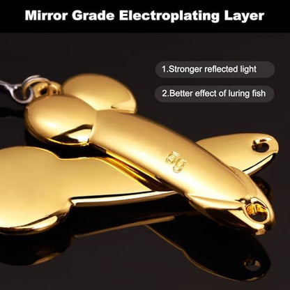 Realure 4Pcs Zinc Alloy Spoon Lures with Treble Hooks & Rolling Swivels,4 Weights 5g 10g 15g 20g Gold Silver Metal Spoon Fishing Tackle for Freshwater Lake Inshore Saltwater Bass Walleye Pike Trout - size: 5g 4Pcs