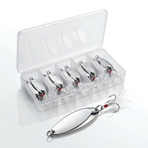 Fishing Spoons Lures for Bass Trout Salmon, 1/5oz Sliver Metal Spoon Lures for Saltwater Freshwater, 10Pcs Casting Spinner Bait Set with Durable Hooks for Lakes Rivers & Surf Fishing - color: Sliver Tone Fishing Spoons 1/5oz,10 Pcs