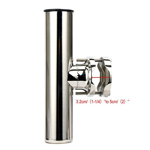 Amarine Made (2x) Stainless Rail Mount Clamp on Fishing Rod Holder for Rails 1-1/4" to 2"
