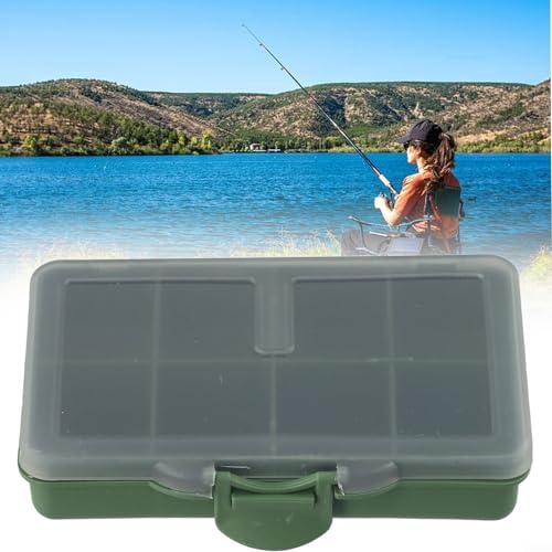 Fishing Tackle Box for Carp Fishing, Small Bait Storage Container with 1-8 Compartments, PP Polymer Lure Organizer and Rig Case, Green(F) - size: F