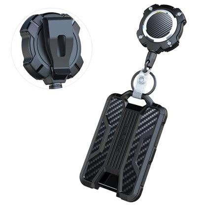 LIUGX Retractable Badge Holder with Belt Clip, Heavy Duty Carabiner Keychain,Durable ID Card Holder (Holds 4 Cards), Carbon Fiber-Texture, with 31.5”Badge Reel Key Chain, 10,000+ Rebound, Silver-Black - color: Belt Clip Ver.silver