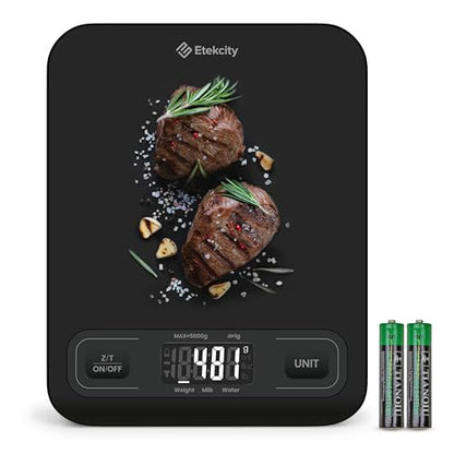 Etekcity Food Kitchen Scale, Digital Mechanical Weighing Scale,Grams and Ounces for Weight Loss, Baking, Cooking, Keto and Meal Prep,Packages, Liquids, Jewelry, LCD Display, Medium, Black - color: Midnight Black