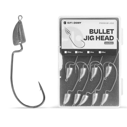 Weedless Darter Swimbait Jig Heads, Bullet Style Weighted EWG Offset Hooks for Texas Rig Fishing 1/8 3/16 1/4 3/8oz - size: 3/16oz - 15Pack