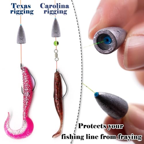 FishTrip Bullet Weights, Fishing Sinkers for Texas Rig Bass Fishing | Fishing Weights for Carolina Rig, Flipping Slip Sinker Sliding Weights Lead Fishing Weights Saltwater Freshwater 1/16oz-1/2oz - size: 1/4oz_7g_30pcs