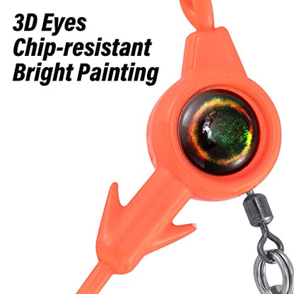 Dr.Fish 10 Pack Underspin Jigs Heads 3D Eye Freshwater Swimbait Jig Freshwater Bass Walleye Fishing Mustad Hooks Willow Blade 1/8oz,3/16oz,1/4oz,3/8oz - color: Orange, size: 1/8oz(#3/0 Hooks)