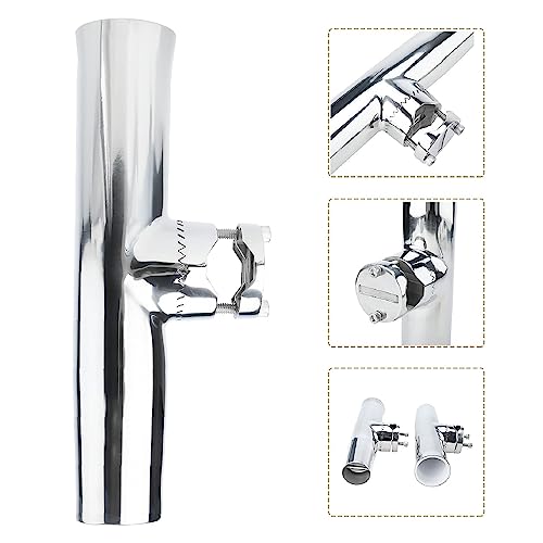 NovelBee 4pcs Stainless Tournament Style Clamp on Fishing Rod Holders,Rail Mount Fishing Rod Pole Holder for Marine Boat Yacht