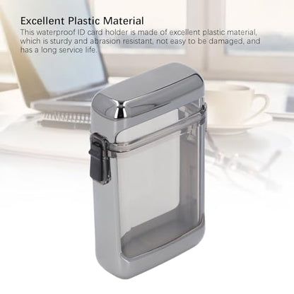 Pocket Case, Transparent Sealing Multifunctional Badge Holder Case with Lanyard for ID Cards Keys, Airtight Plastic Box for Swimming Beach (Black) - color: Black