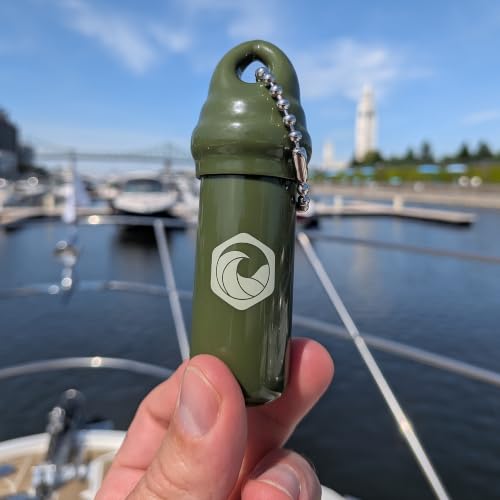 Seahive Floating Keychain (1 pack) with Waterproof Safety Container Boat Key Float - Pontoon, Fishing Accessories key holder - color: Army Green