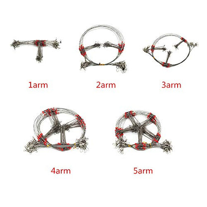 Senyu Wire Trace Leader Rig Stainless Steel 1-5 Arms Fishing Rigs with Snap,High-Strength Fishing Leaders Saltwater-Perch Rigs for Fishing - color: Arm Length 2.7inch, style: 2 Arm Leader